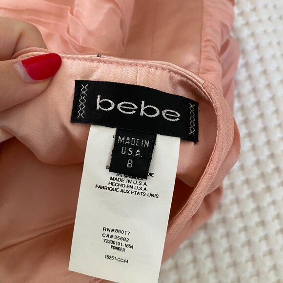 Vintage y2k Bebe 100% Silk Baby Ballet Pink Chiffon Halter Fairy Dress Size 8 - Picture 7 of 8